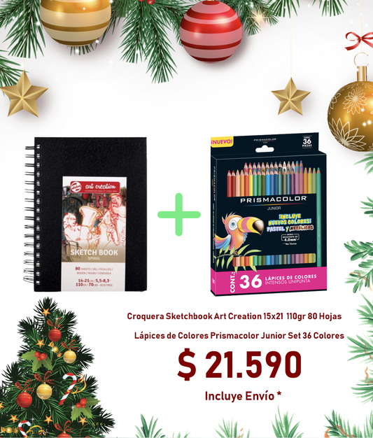 Pack Navidad: Sketchbook Art Creation/ Prismacolor Junior Set 36 Colores