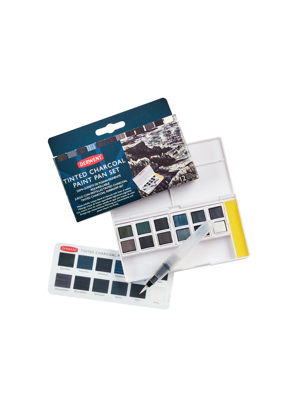 Carboncillo con Color Acuarelable Derwent Tinted Charcoal Set 12 Pastillas