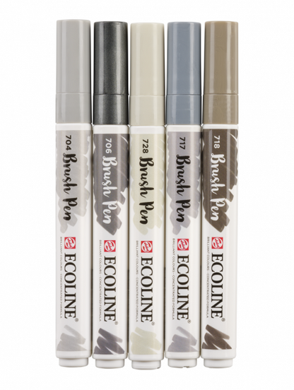 Marcadores Acuarela Ecoline Set 5 Gris