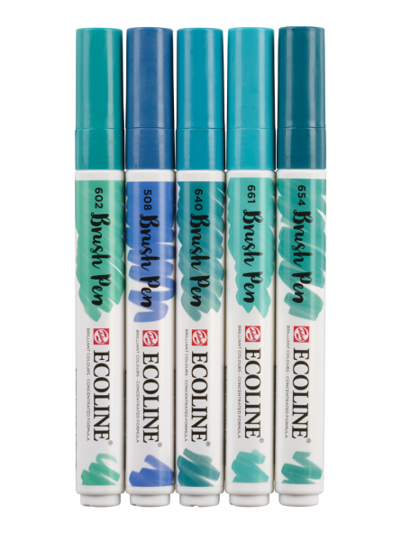 Marcadores Acuarela Ecoline Set 5 Verde Azul