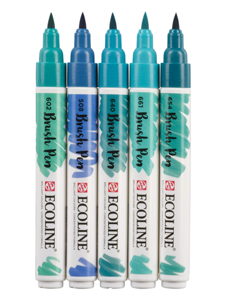 Marcadores Acuarela Ecoline Set 5 Verde Azul