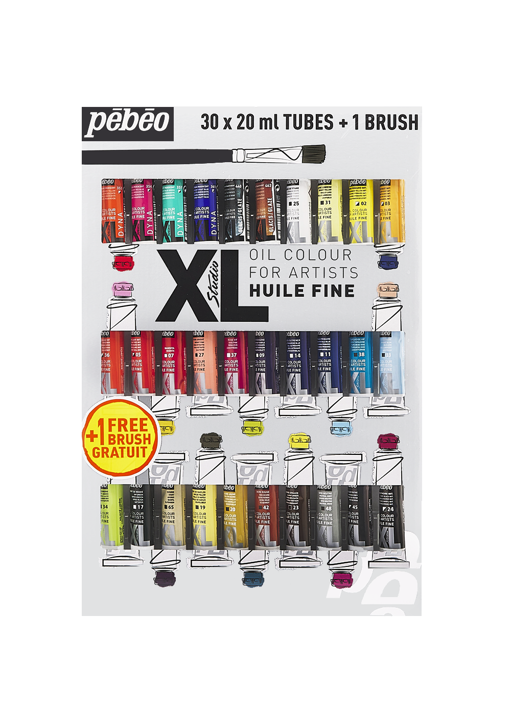 Óleo Pebeo XL Studio Set 30 Colores 20ml + Pincel