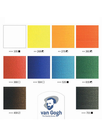 Óleo Van Gogh Caja Madera 10 Colores 40ml + Accesorios