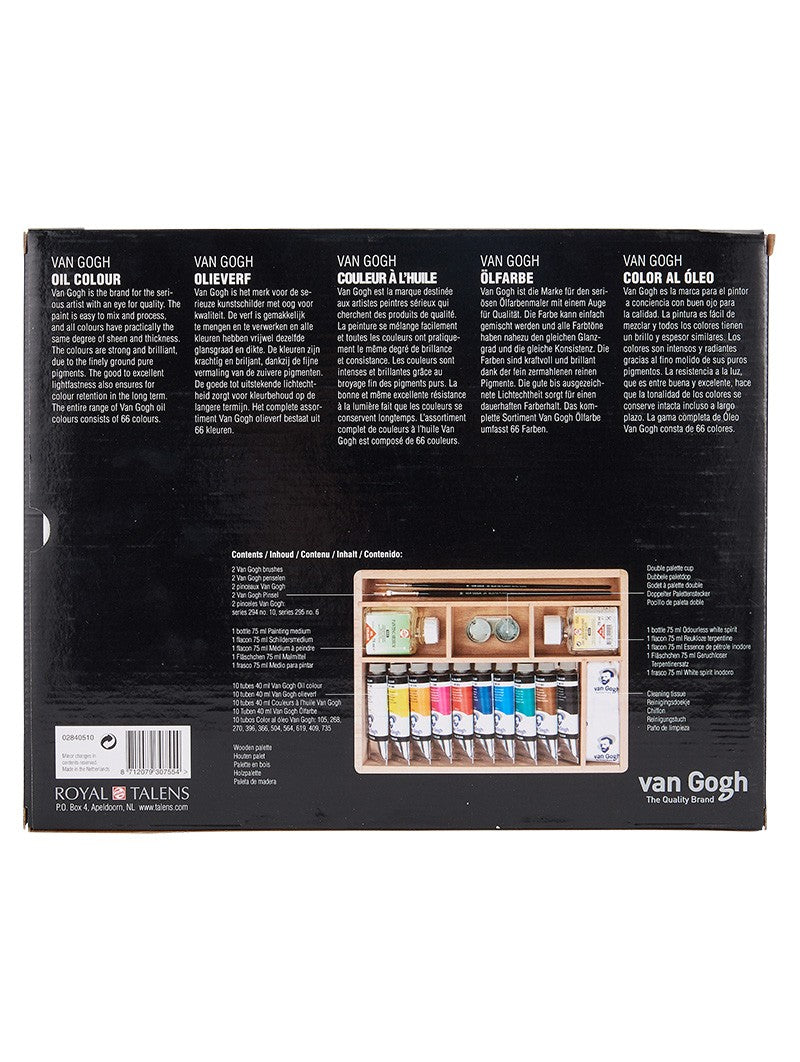 Óleo Van Gogh Caja Madera 10 Colores 40ml + Accesorios